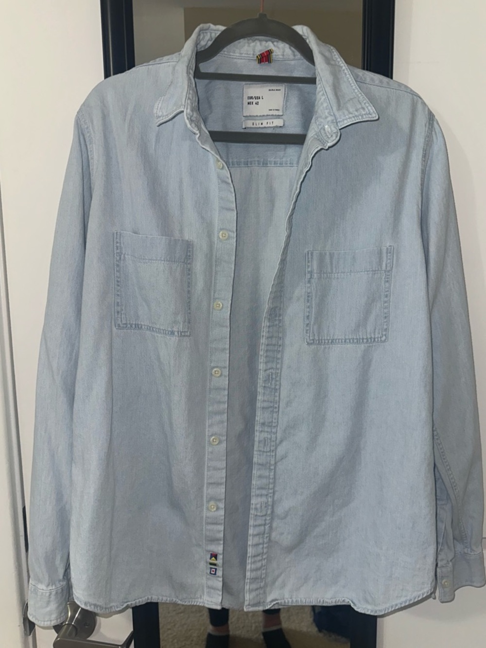 Zara Light Blue Denim Button-Up Shirt